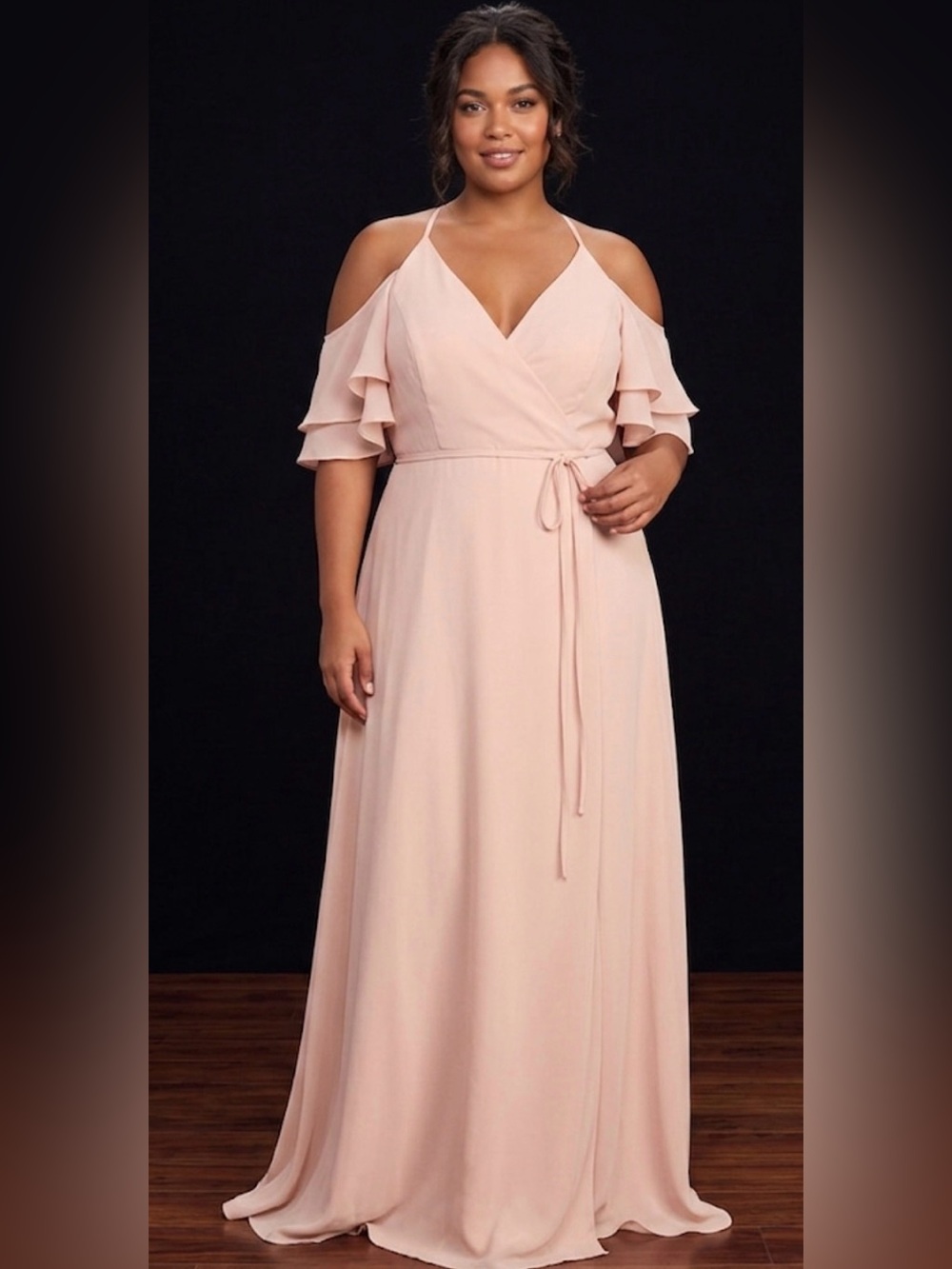 Lulu's Blush Pink One-Shoulder Wrap Maxi Dress